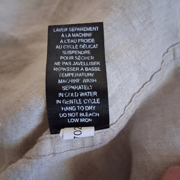 Le 31 Par Simons Men's XXL Oatmeal Mandarin Collar Button Down 100% Linen Shirt - Picture 6 of 14